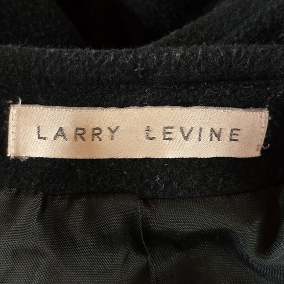 Vintage Larry Levine Black Wool Blend Coat w/ Attached Scarf Size 10 - Picture 2 of 10